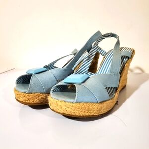 Super Cute Blue Chunky Wedges. Blue Heels. Vacation Shoes. Dress Shoes. Wedges.